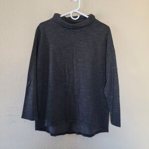 Cut Loose Turtleneck Top Womens size Small Long Sleeve Lagenlook Green Gray